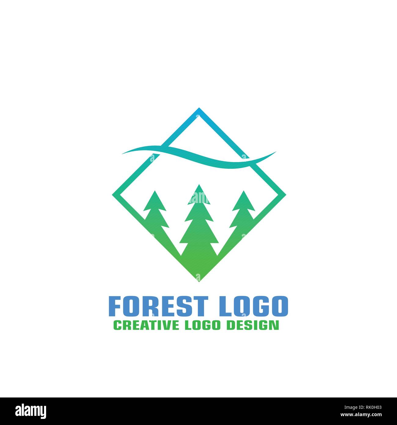 Wald Grafik logo Schablone Quadrat flach Design. Stock Vektor