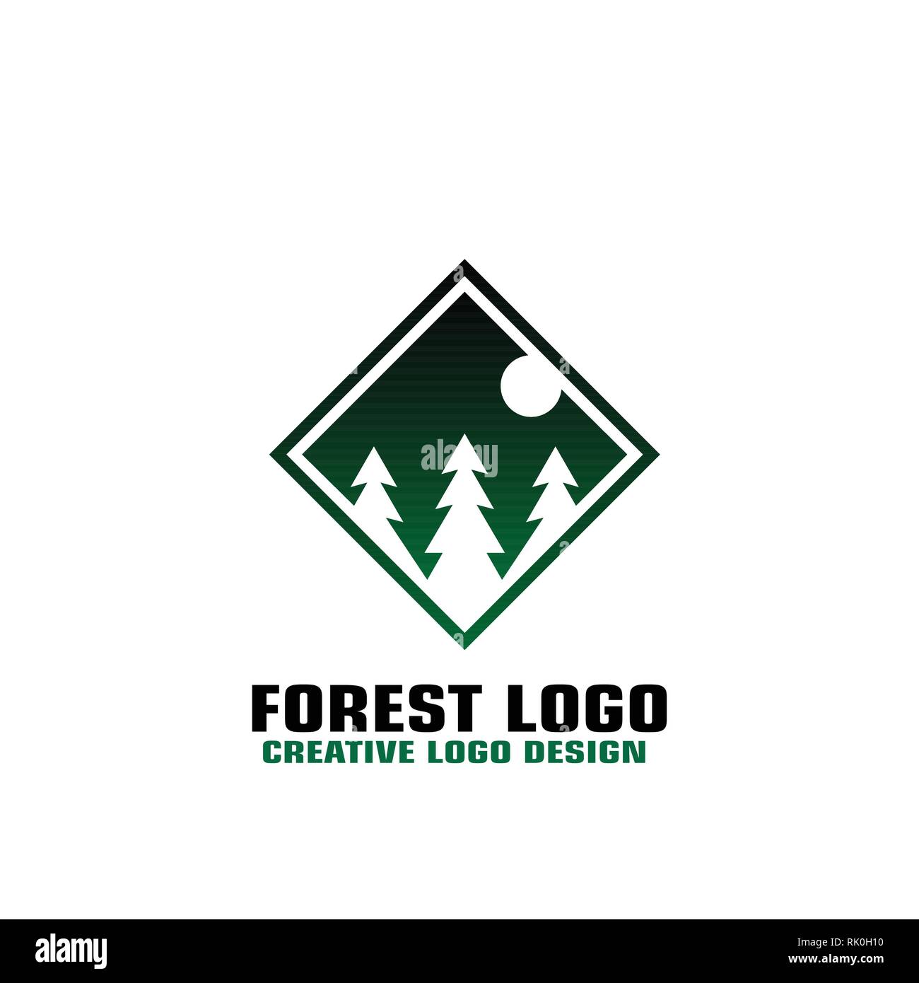 Wald Grafik logo Schablone Quadrat flach Design. Stock Vektor