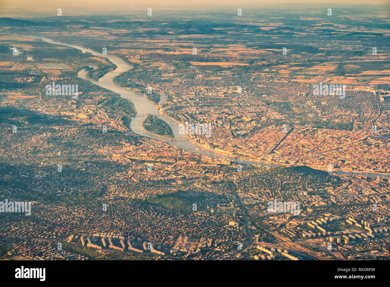 Luftaufnahme von Budapest und die Donau, Ungarn Stockfoto