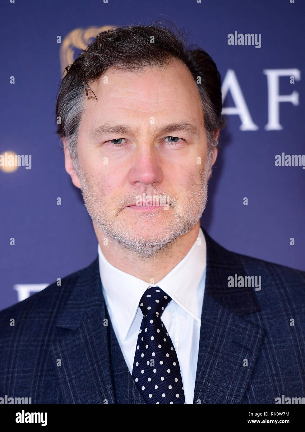 David Morrissey die Teilnahme an der 2019 BAFTA Film Gala, im Savoy Hotel in London statt. Stockfoto