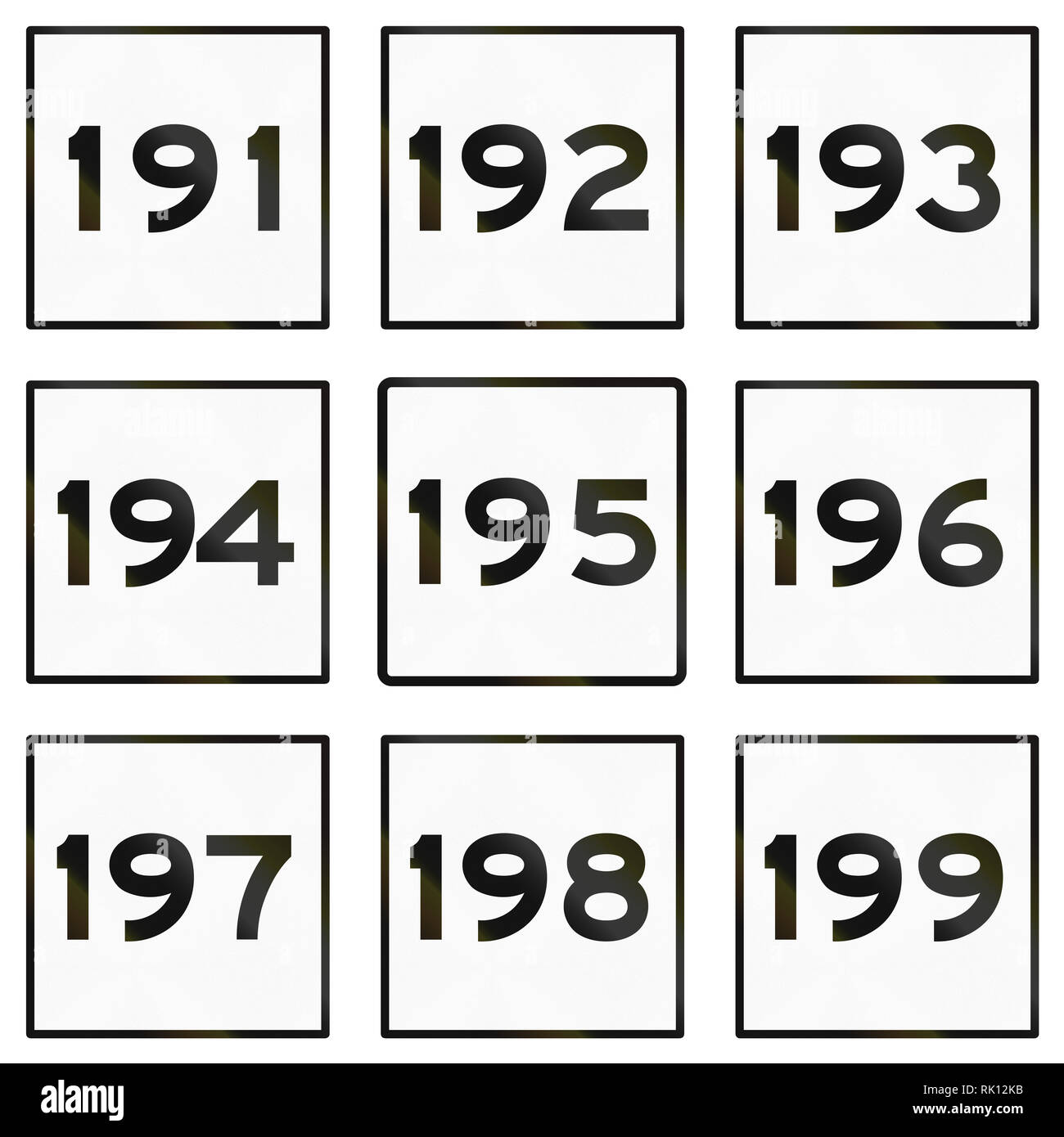 Sammlung von Grafschaft und Stadt Autobahn Zeichen in Taiwan. Stockfoto