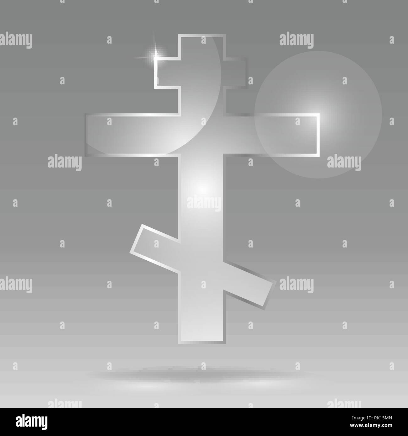 Glas transparent Vektor russisch-orthodoxen Kreuz oder Orthodoxen Kreuz ist eine Variation des christlichen Kreuzes aus dem 6. Jahrhundert in der Byzantinischen E bekannt Stock Vektor