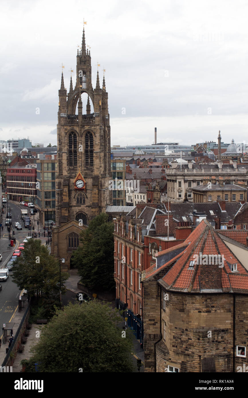 Newcastle City zeigt die Blackgate und die Kathedrale St. Nicholas, Newcastle, England, Großbritannien Stockfoto