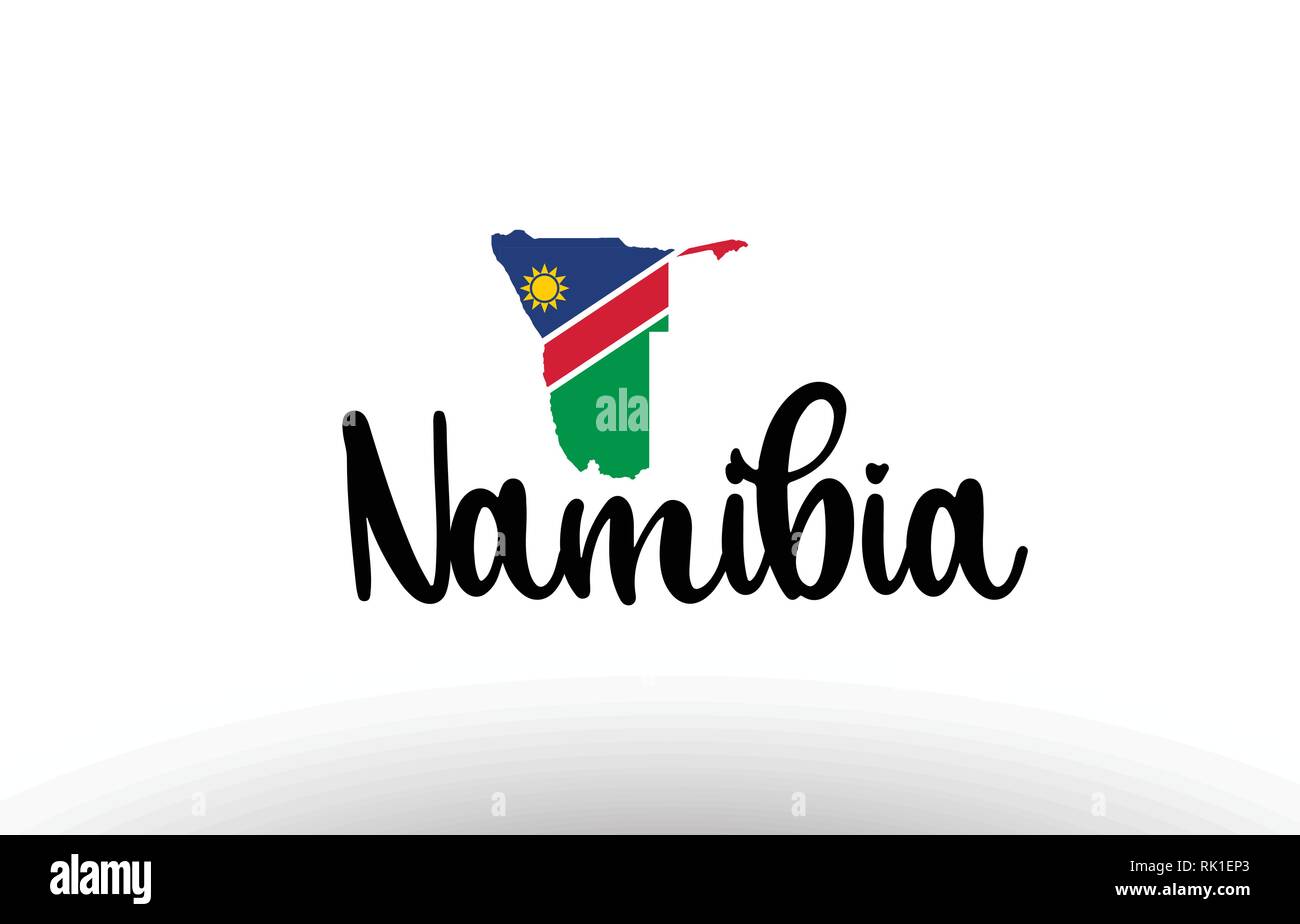 Namibia Land großen Text mit Fahne im Inneren Karte geeignet für ein Logo Icon Design Stock Vektor