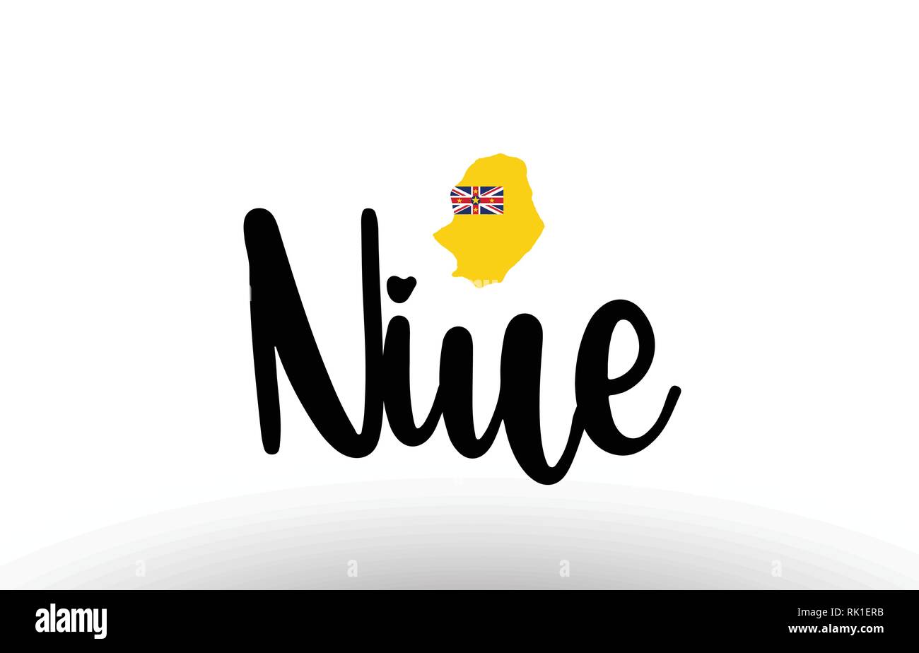 Niue Land großen Text mit Fahne im Inneren Karte geeignet für ein Logo Icon Design Stock Vektor