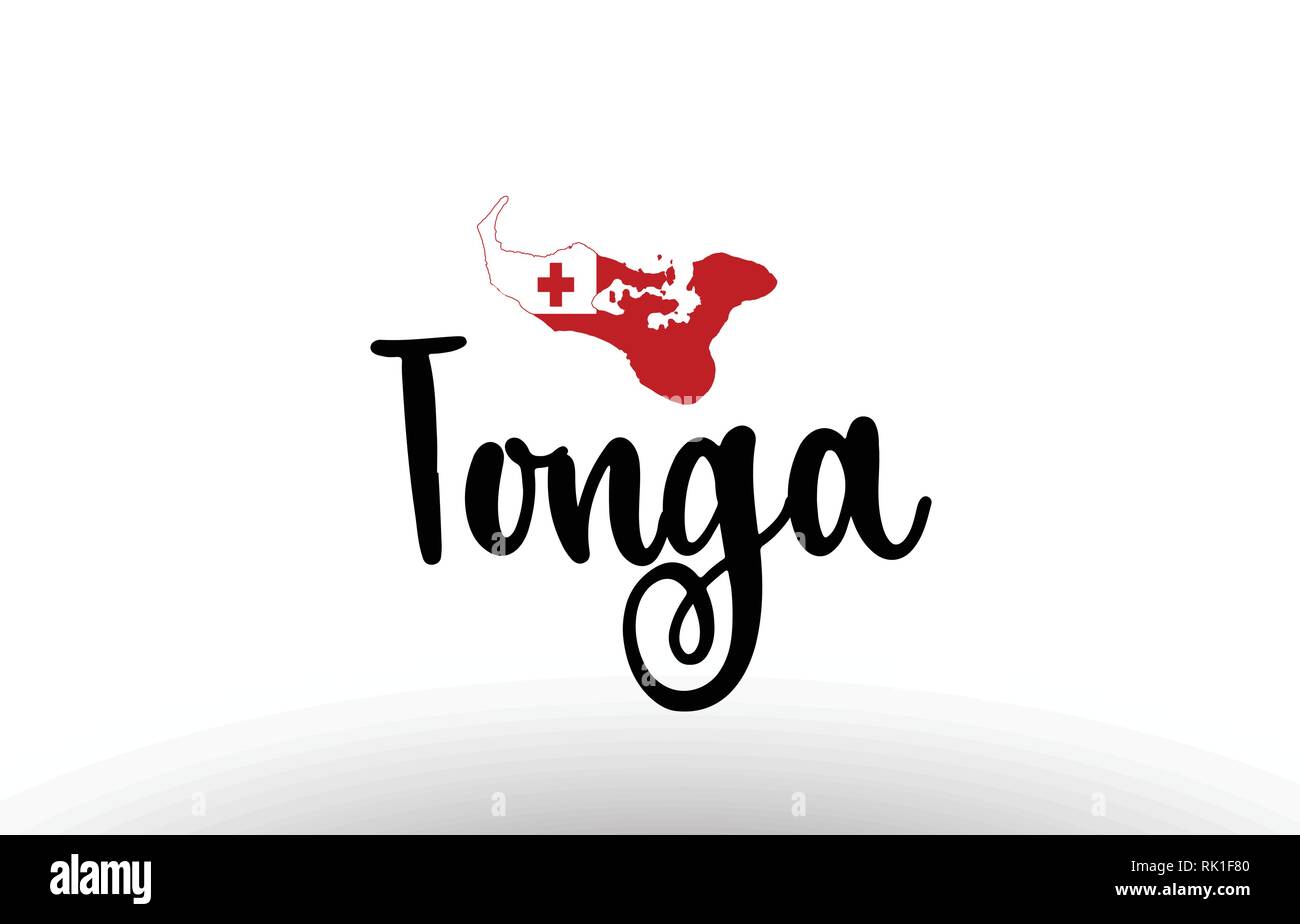 Tonga Land großen Text mit Fahne im Inneren Karte geeignet für ein Logo Icon Design Stock Vektor