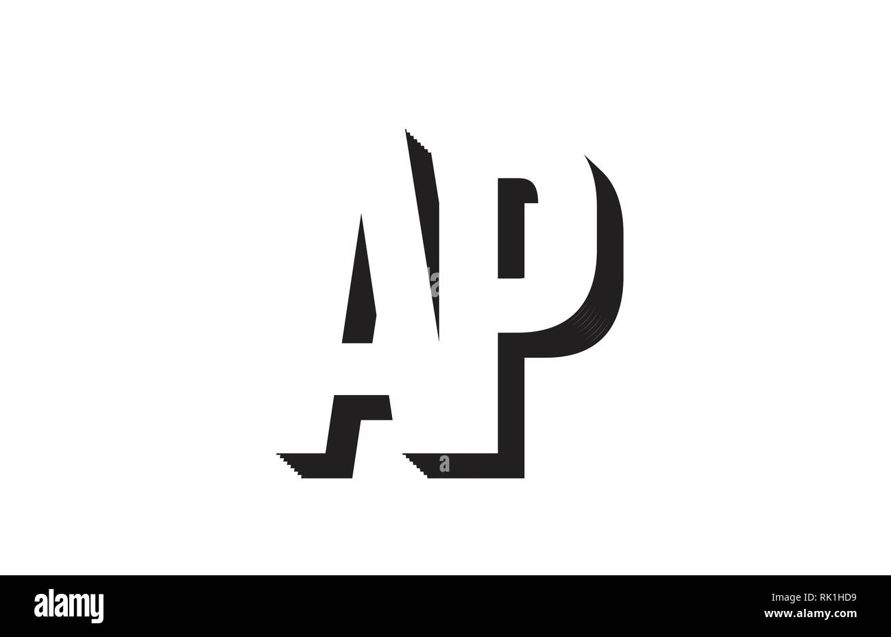 Schwarz und Weiß Ap p Buchstaben Kombination, das als Logo taugt, für ein Unternehmen oder ein Geschäft Stock Vektor