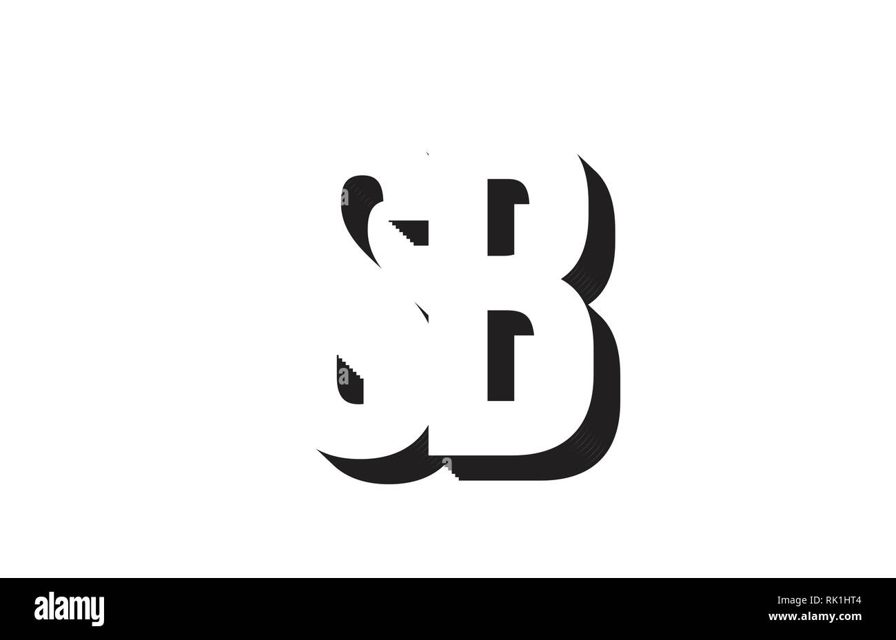 Schwarz und Weiß sb s b Buchstaben Kombination, das als Logo taugt, für ein Unternehmen oder ein Geschäft Stock Vektor