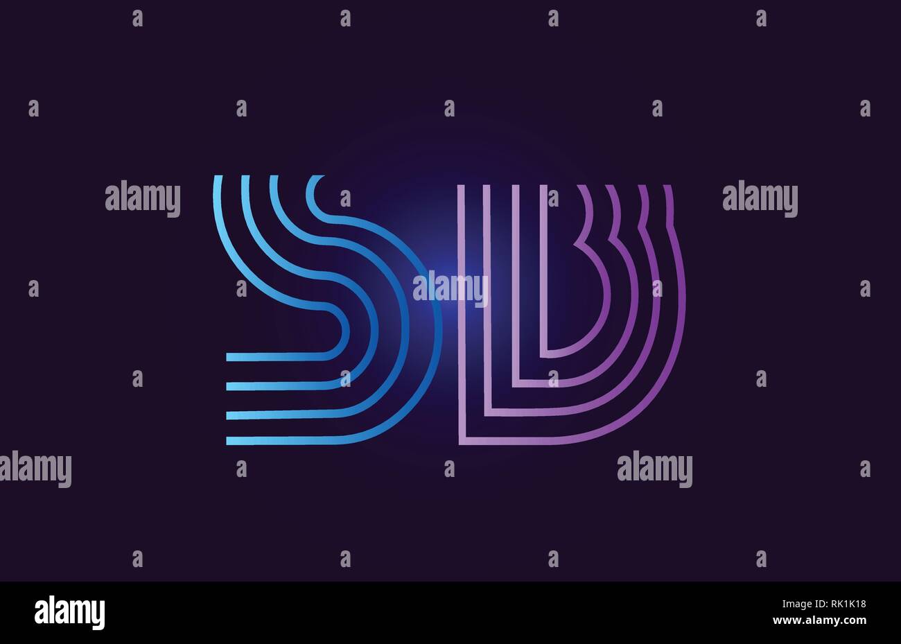 Sb s b Line blau pink Design von Buchstaben Kombination mit Farbverlauf Farbe, das als Logo taugt, für ein Unternehmen oder ein Geschäft Stock Vektor