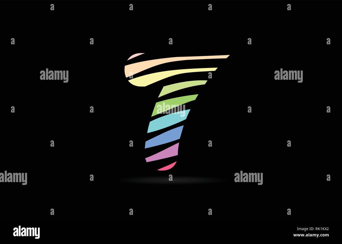 Rainbow Color Design von Nummer 7 mit Linien Streifen als Logo für ein Unternehmen oder ein Geschäft Stock Vektor