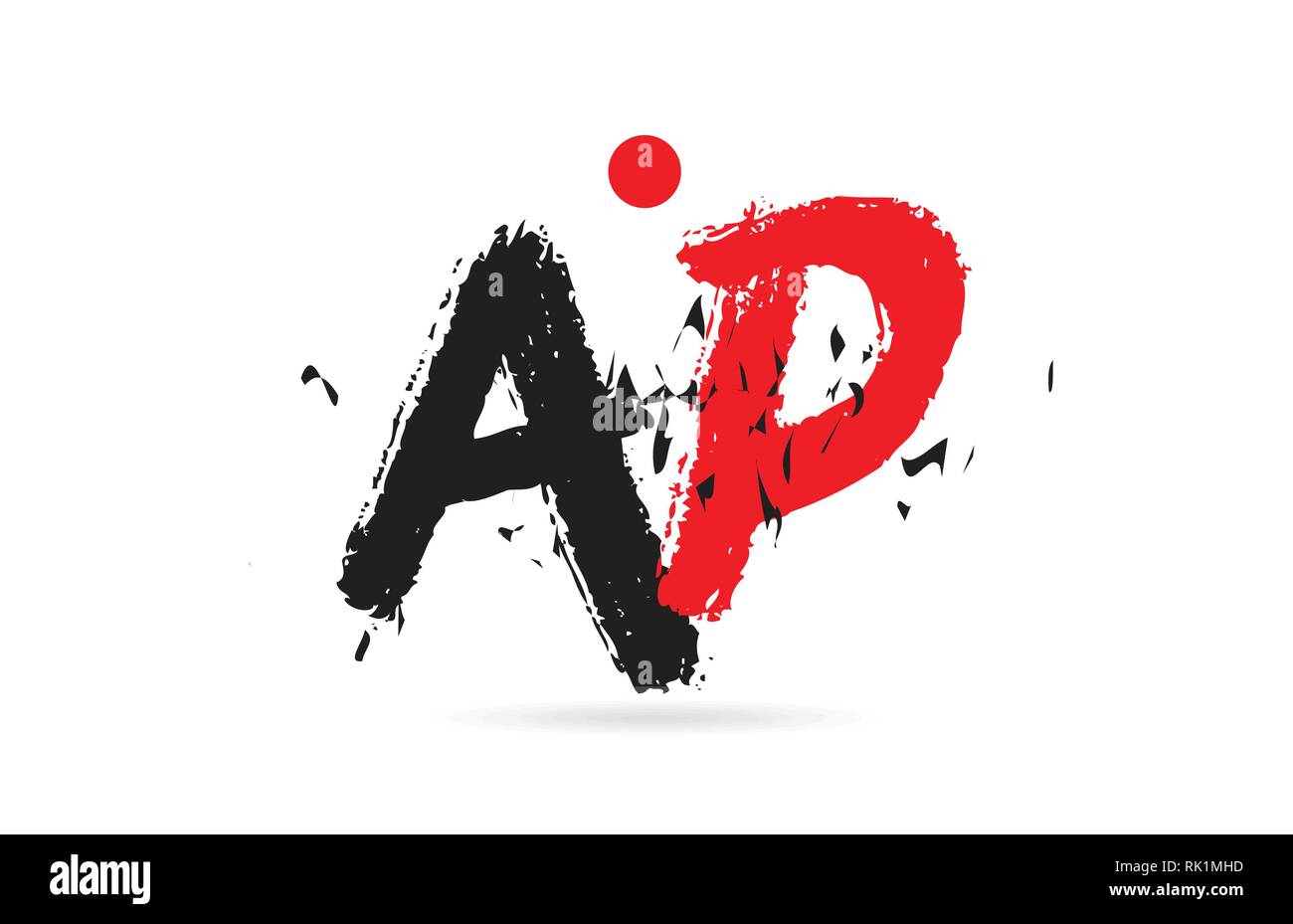 Design von Buchstaben Kombination AP EIN P mit grunge Textur und Schwarz Rot Farbe, das als Logo taugt, für ein Unternehmen oder ein Geschäft Stock Vektor