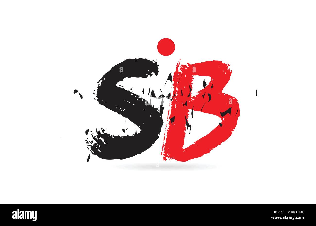 Design von Buchstaben Kombination SB S B mit grunge Textur und Schwarz Rot Farbe, das als Logo taugt, für ein Unternehmen oder ein Geschäft Stock Vektor