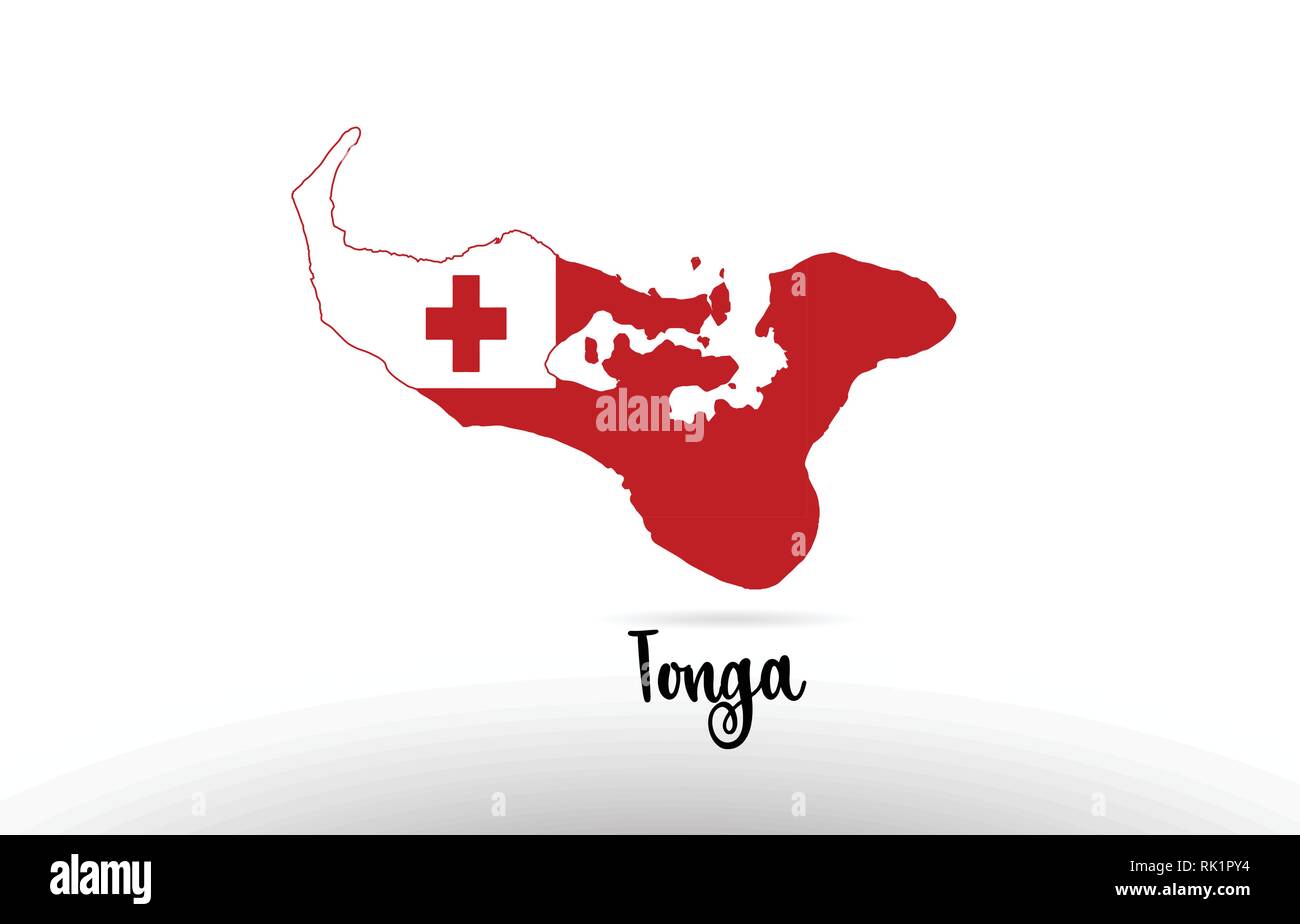Tonga land Flagge im Land grenze Map Design Geeignet für ein Logo Icon Design Stock Vektor