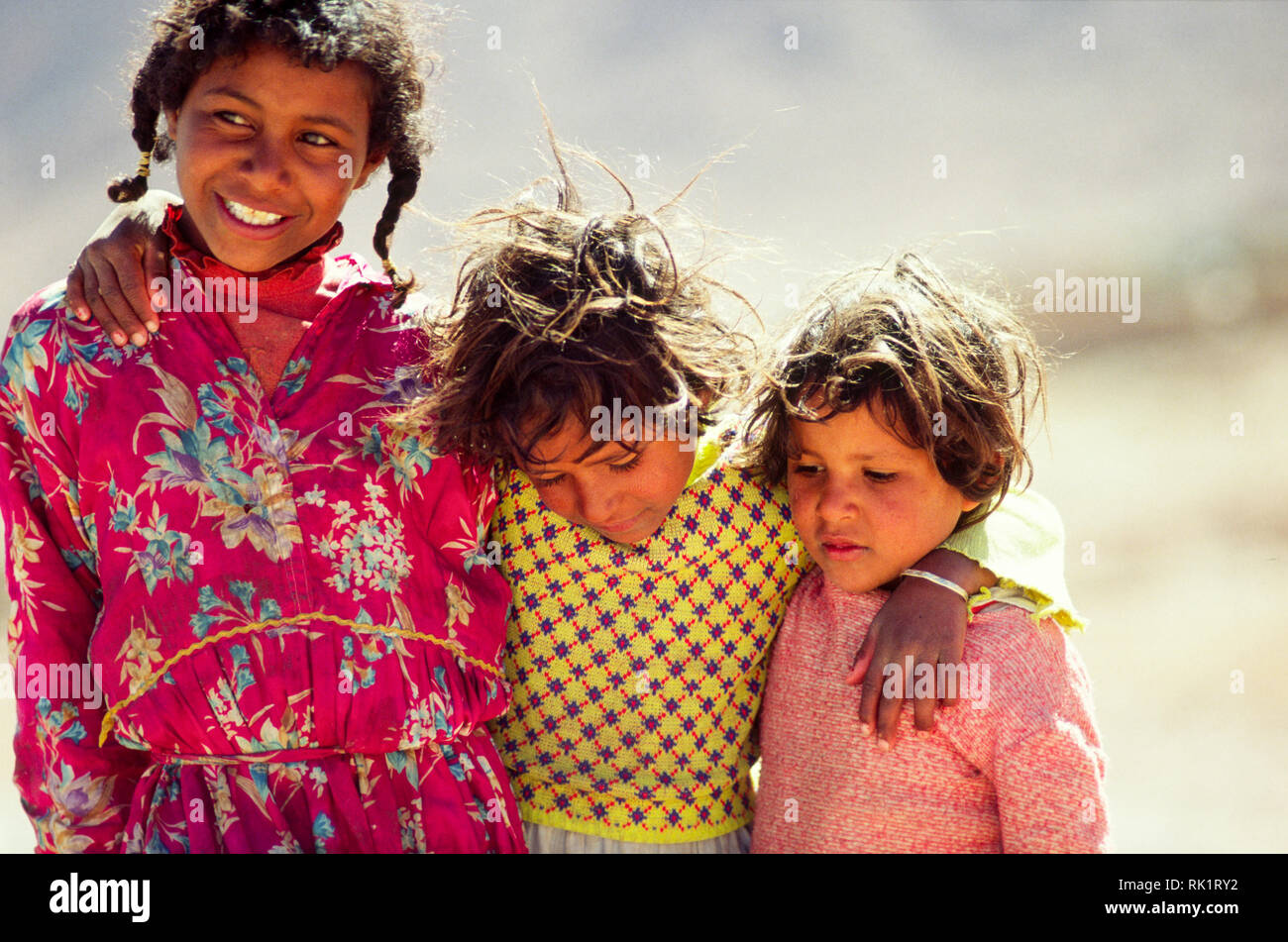 Sinai, Ägypten; Drei Beduinen Mädchen Stockfoto