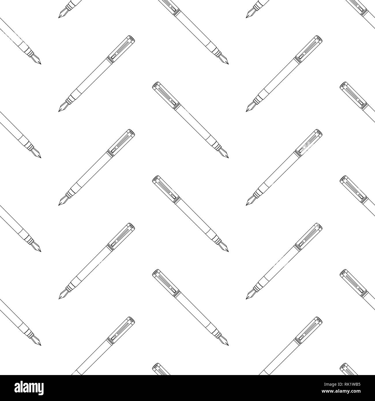 Vector Illustration Tintenfass, Füllfederhalter nahtlose Muster, Hintergrund. Stock Vektor