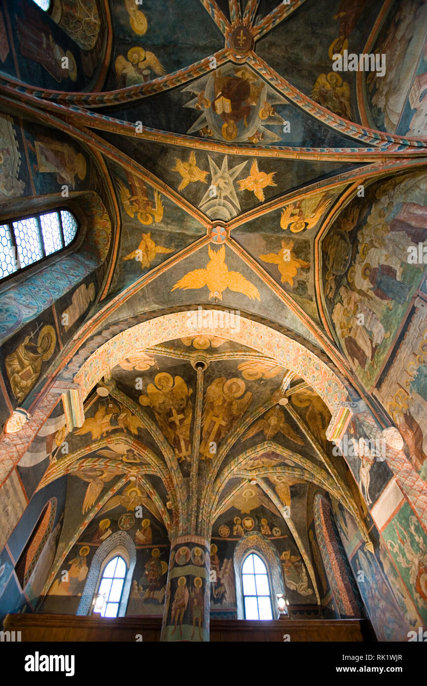 Lublin, Polen; mittelalterliche Fresken in der Kapelle der Heiligen Dreifaltigkeit, Lublin Burg. Stockfoto
