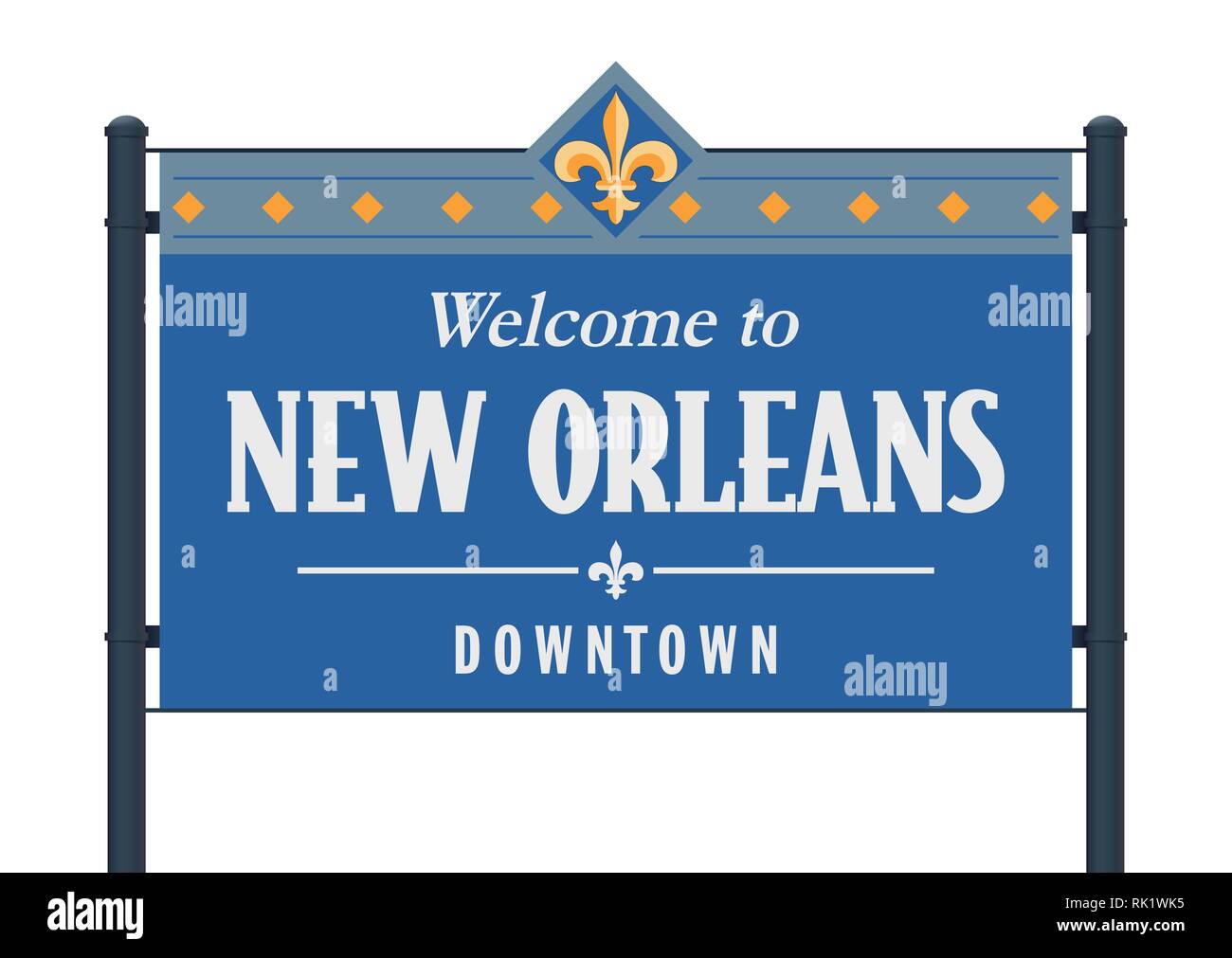 Vector Illustration der New Orleans Downtown blau Schild Stock Vektor