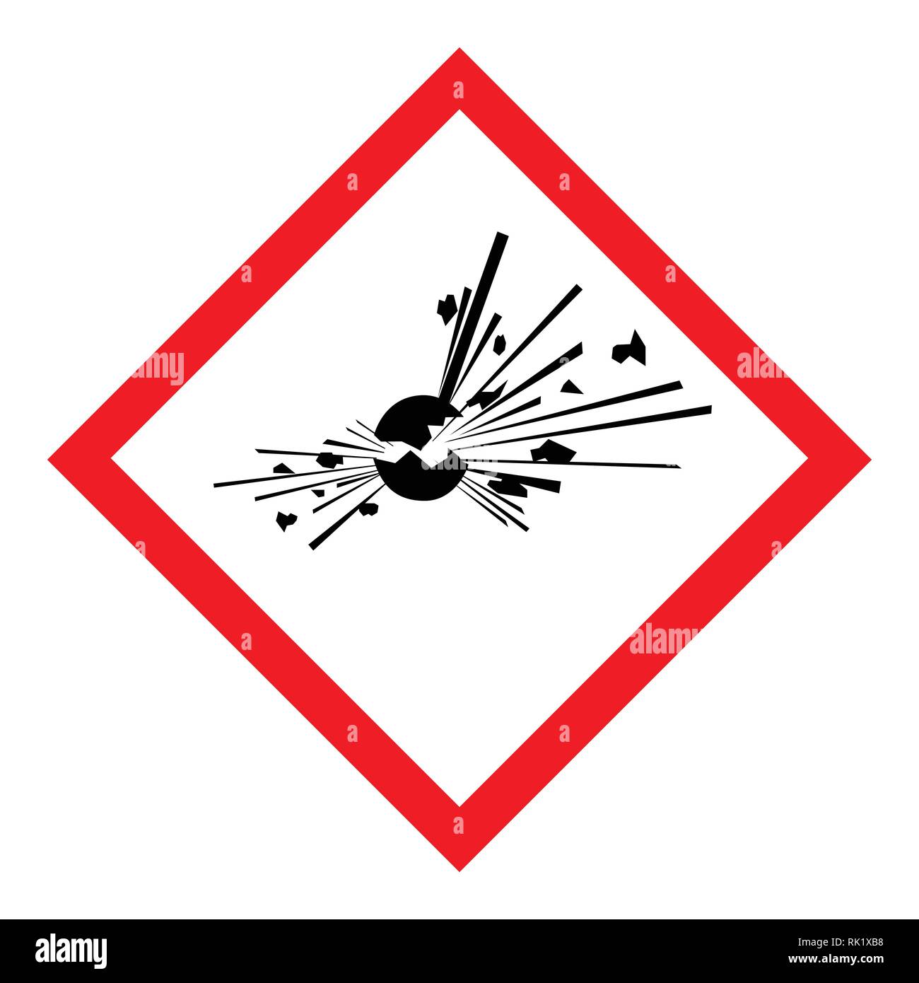 Vector Abbildung: GHS 01 Gefahrenpiktogramm explosiv. Warning sign explosive isoliert auf weißem Hintergrund Stock Vektor