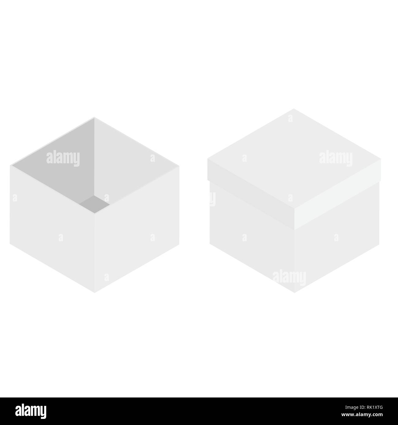 Vector Illustration collection, Set brown box Verpackung recycelt werden. Karton mockup eingestellt. Realistische Abbildung von 10 Karton mockups für das Web. Stock Vektor