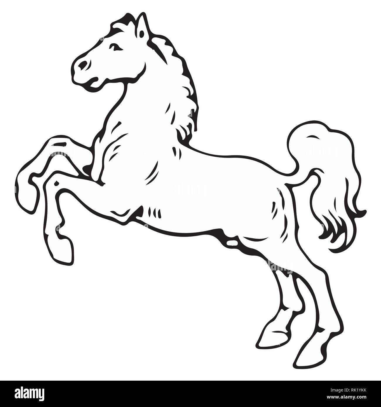 Aufzucht Bis Pferd Schwarzweiss Silhouette Kann Fur Logo Emblem Oder Heraldik Design Konzept Verwendet Werden Stock Vektorgrafik Alamy