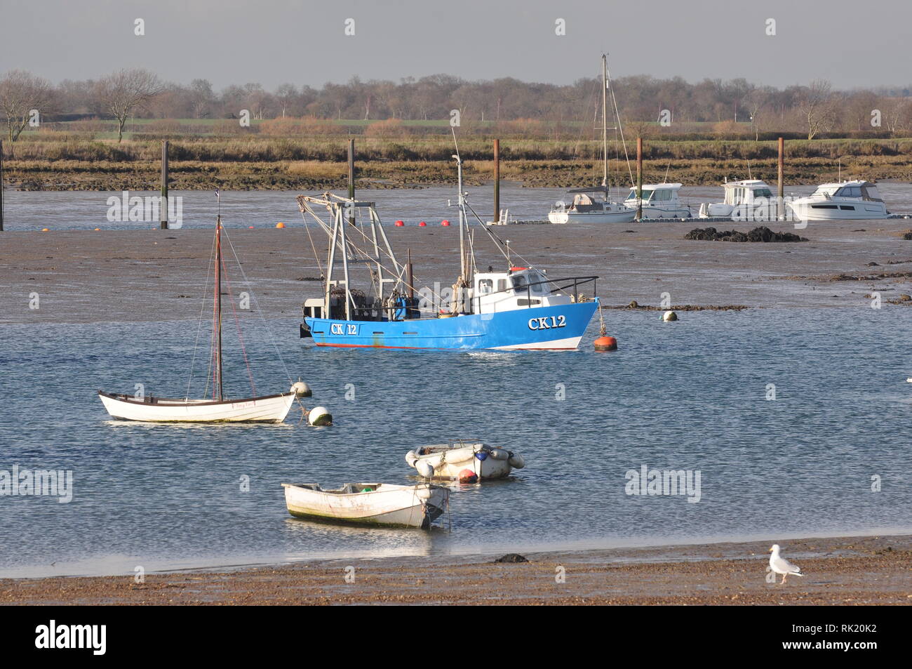 Fischerboot an der West Mersea, mersea Island, Essex, England, Großbritannien Stockfoto