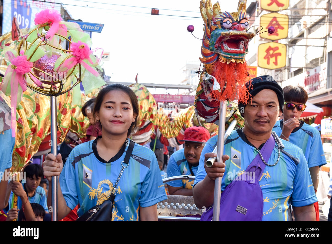 Feier des chinesischen neuen Jahres, Warorot Market, Chiang Mai, Thailand Stockfoto