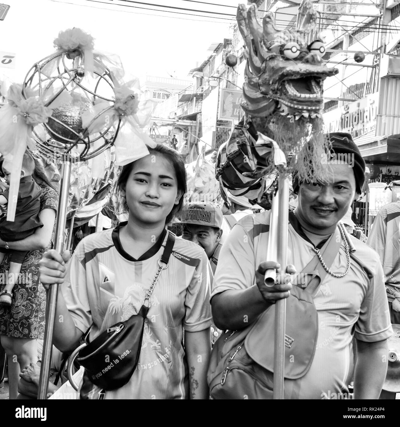 Feier des chinesischen neuen Jahres, Warorot Market, Chiang Mai, Thailand Stockfoto