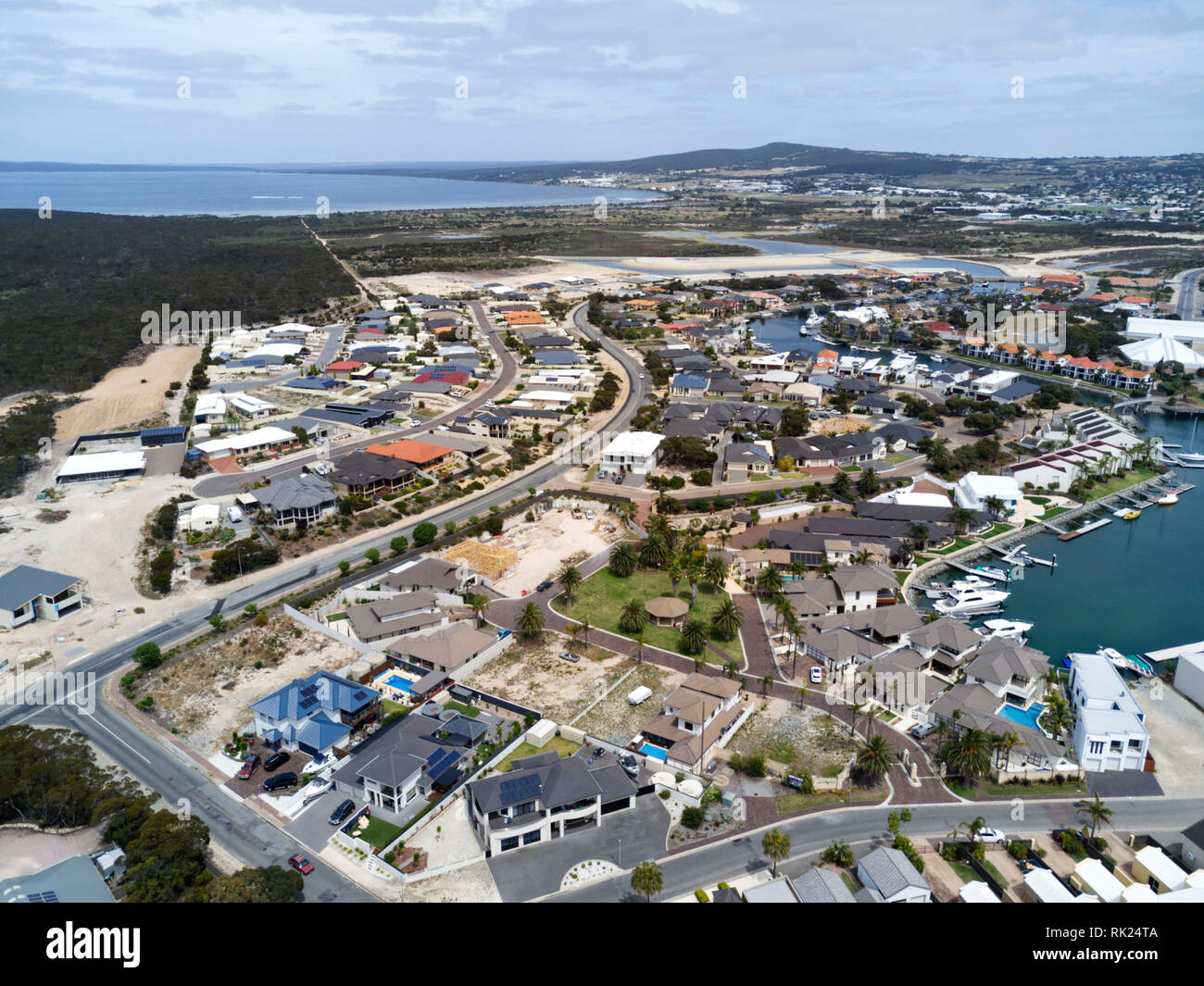Antenne von Wohnsiedlungen am Lincoln Cove Port Lincoln South Australia Stockfoto