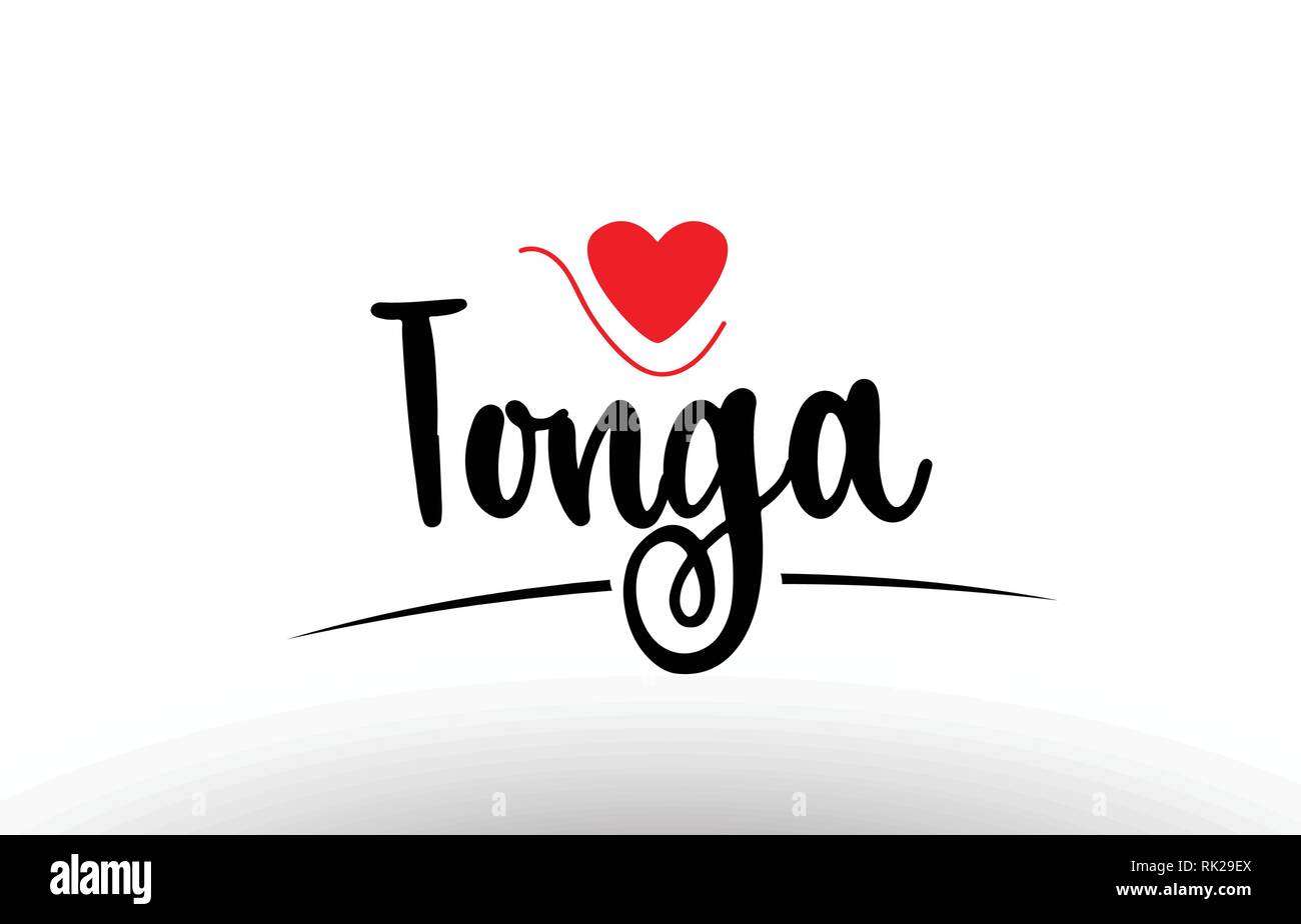 Tonga land Text mit rot Liebe Herz geeignet für ein Logo, Symbol oder Typografie design Stock Vektor