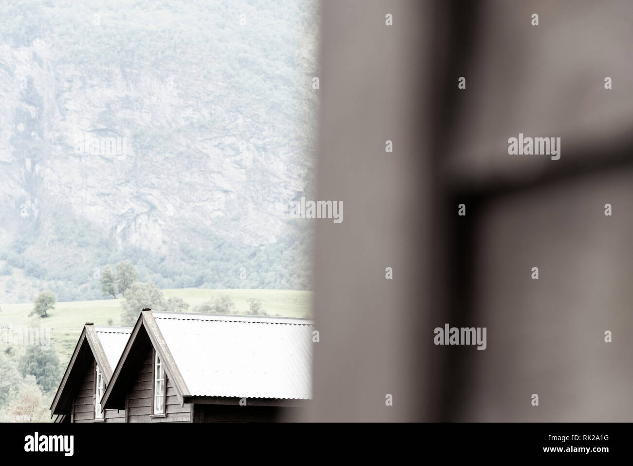 Kabine Dächer von Berg, Flam, Norwegen, Europa Stockfoto