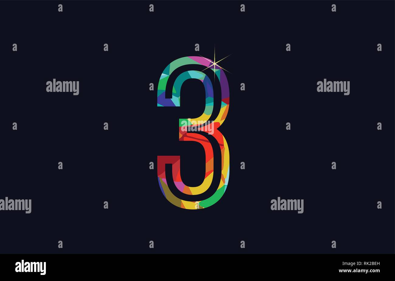 Farbigen Regenbogen Nummer 3 Logo Design geeignet für ein Unternehmen oder ein Geschäft Stock Vektor