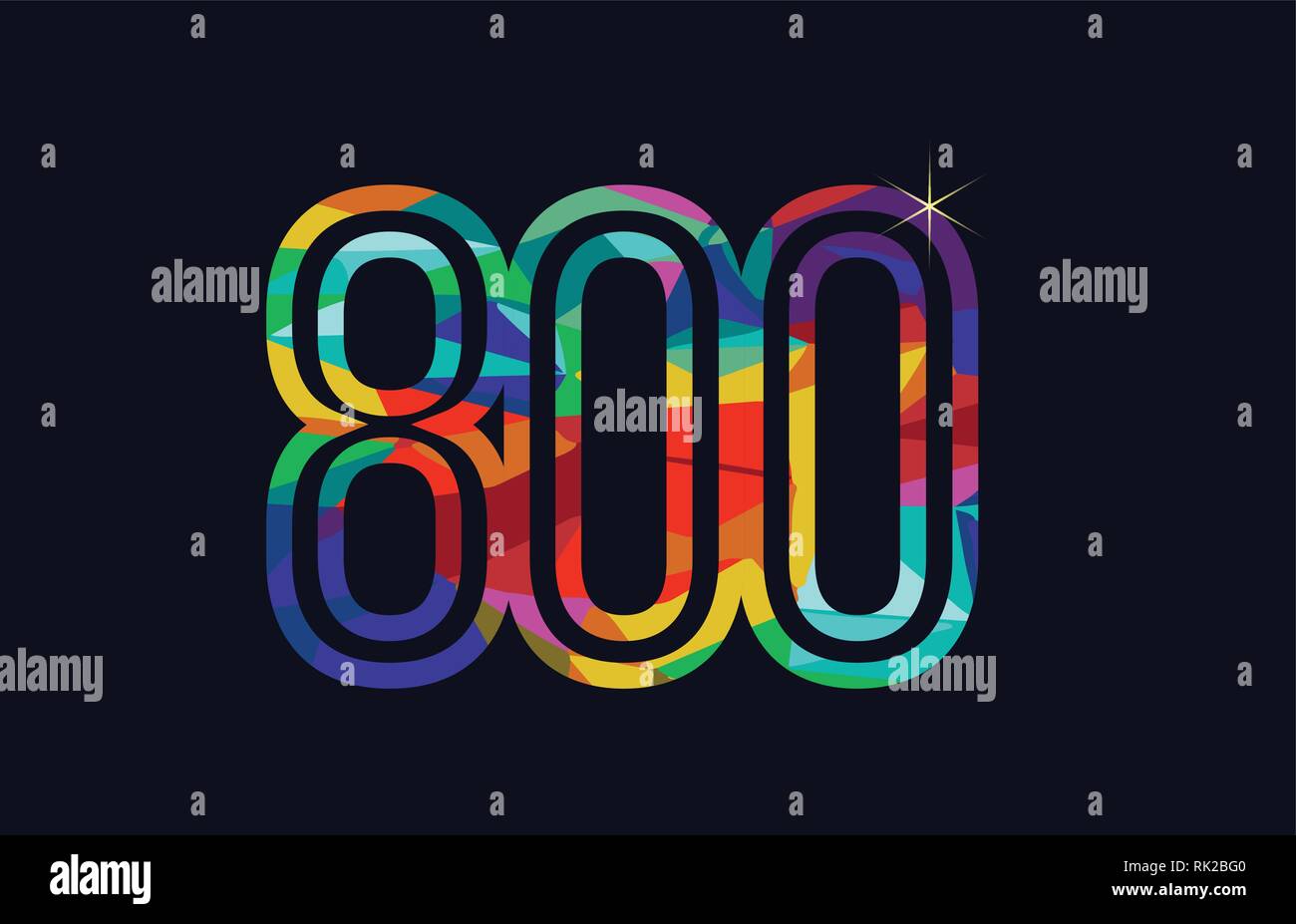Farbigen Regenbogen Nummer 800 Logo Design geeignet für ein Unternehmen oder ein Geschäft Stock Vektor