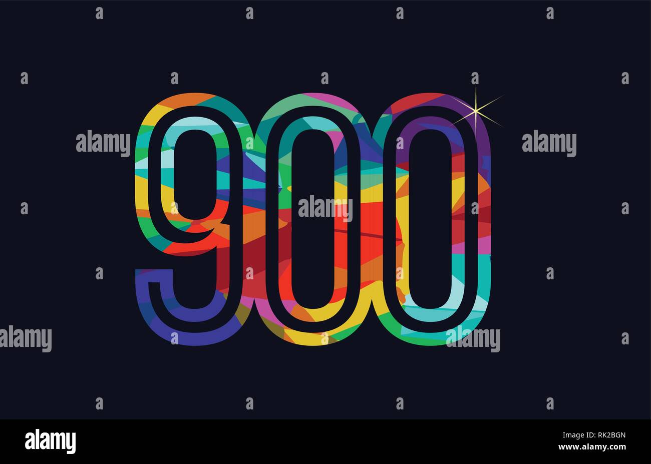 Farbigen Regenbogen Nummer 900 Logo Design geeignet für ein Unternehmen oder ein Geschäft Stock Vektor
