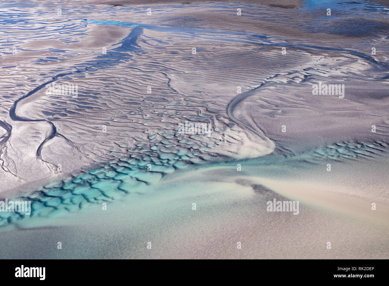 Roebuck Bay, Broome, Western Australia, Australien Luftaufnahme bei Ebbe Stockfoto