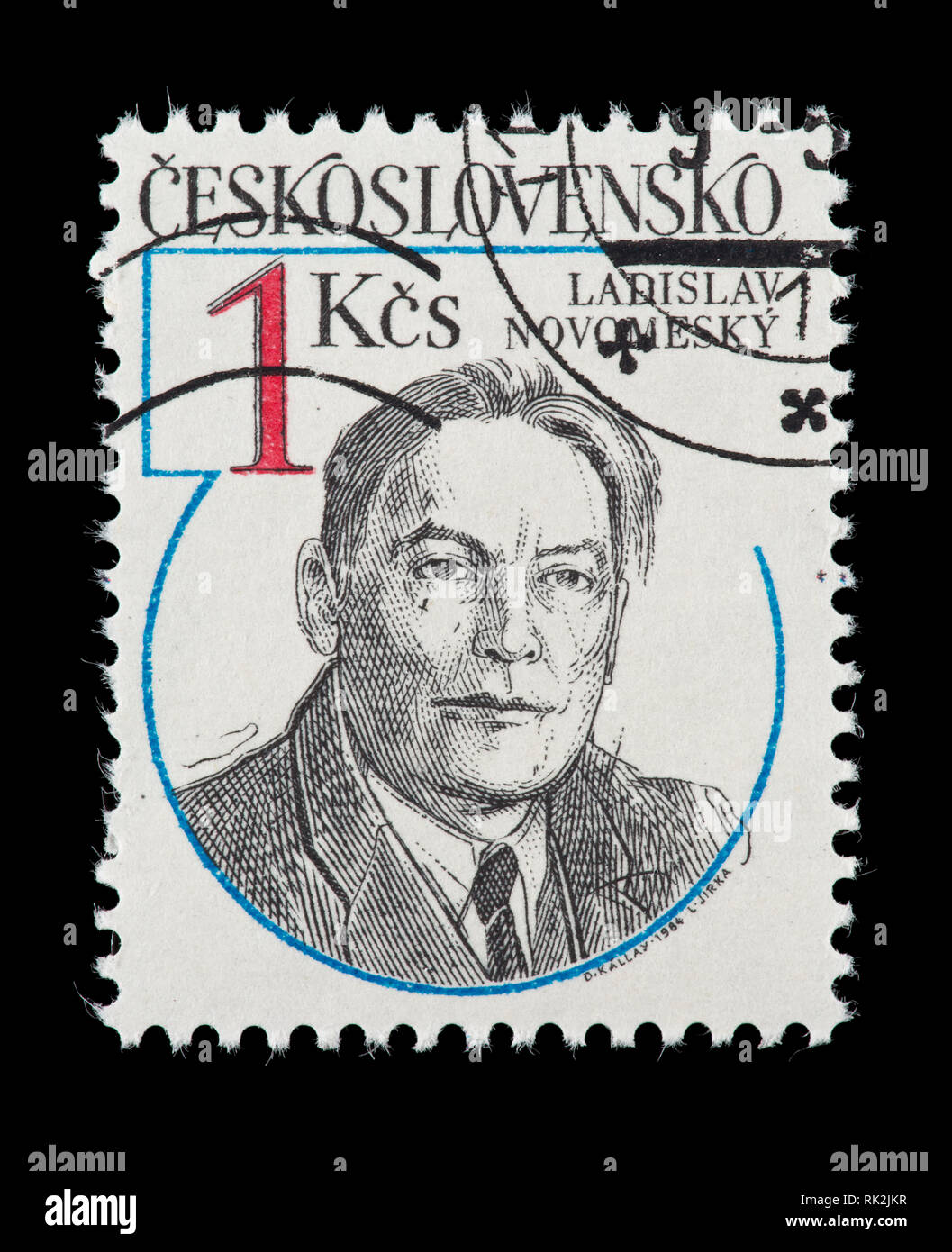 Briefmarke aus der Tschechoslowakei, Ladislav Novomesky, 2. Weltkrieg Widerstandskämpfer. Stockfoto