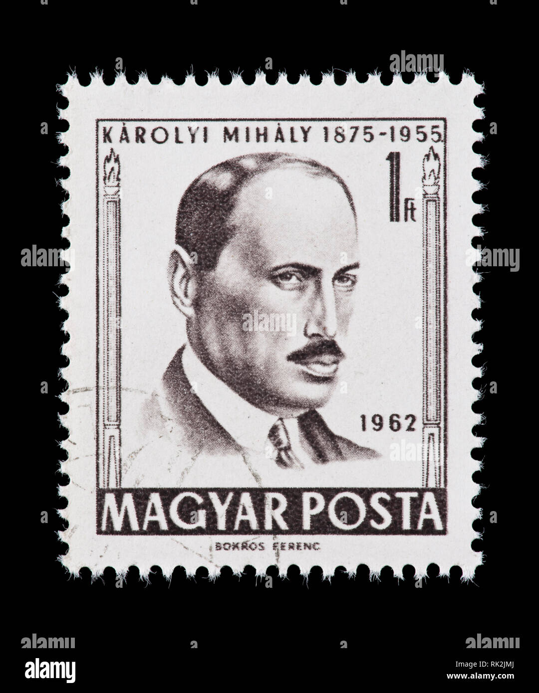 Briefmarke aus Ungarn, Mihaly Karolyi, der ungarische Premierminister Stockfoto