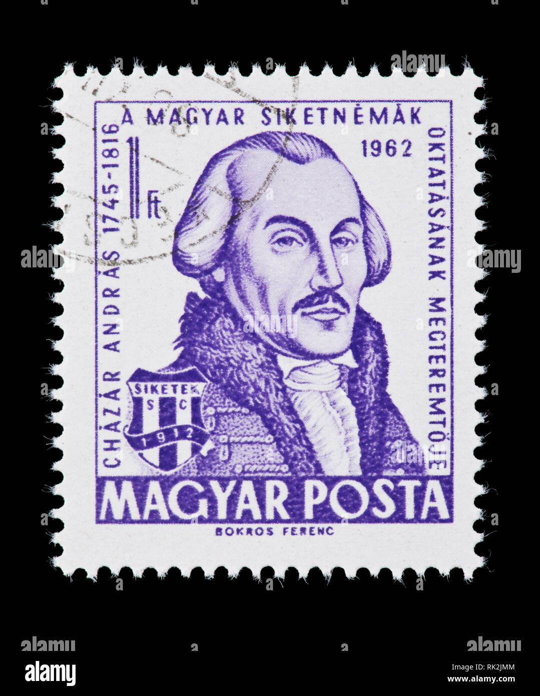 Briefmarke aus Ungarn, Andras Chazar, Gründer des Ungarischen taubstummen Bildung. Stockfoto