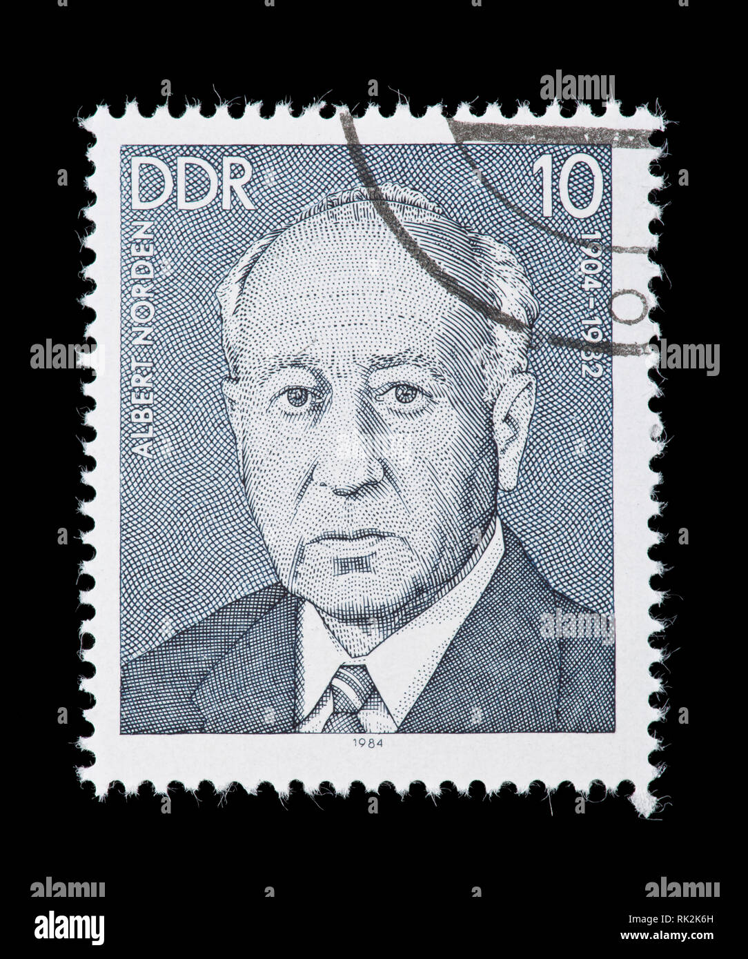 Briefmarke aus Ostdeutschland (DDR), Albert Norden, Schriftsteller und der deutschen Kommunistischen Partei Politiker Stockfoto