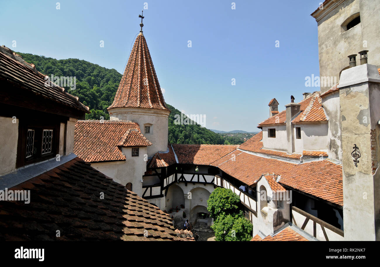 Innenhof Schloss Bran, Rumänien Stockfoto
