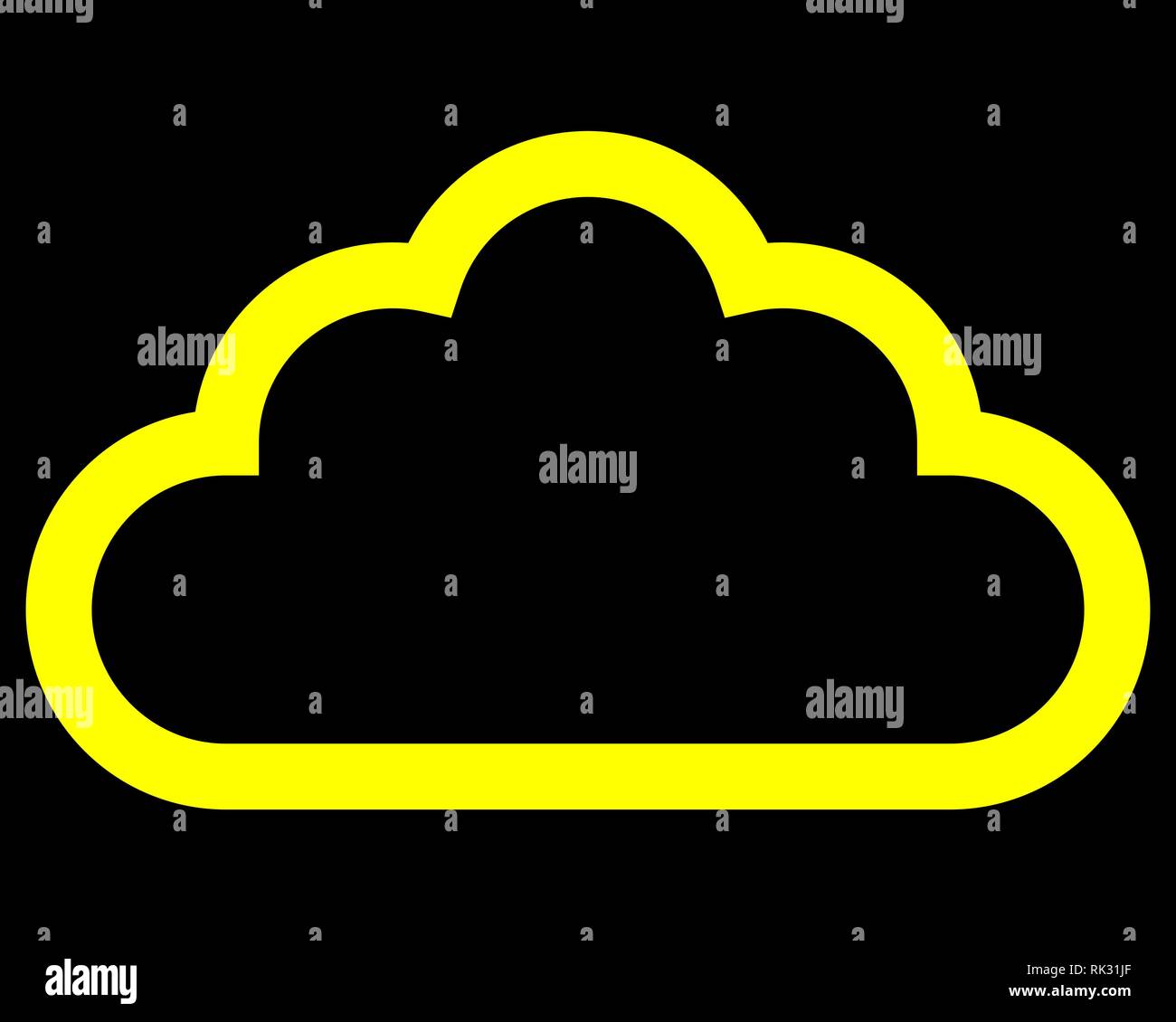 Cloud Symbol - Gelb einfache Umrisse, isoliert - Vector Illustration Stock Vektor