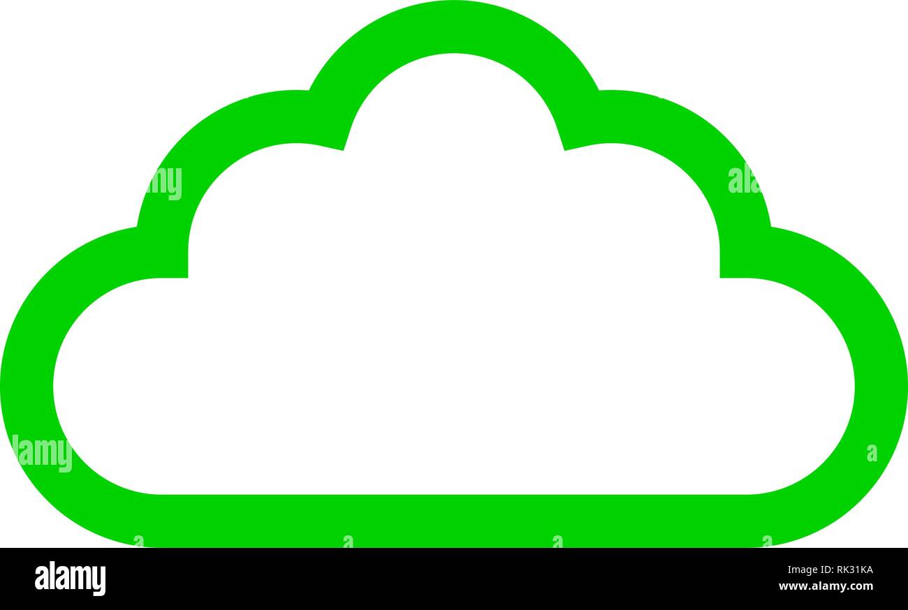 Cloud Symbol - Grün einfache Umrisse, isoliert - Vector Illustration Stock Vektor