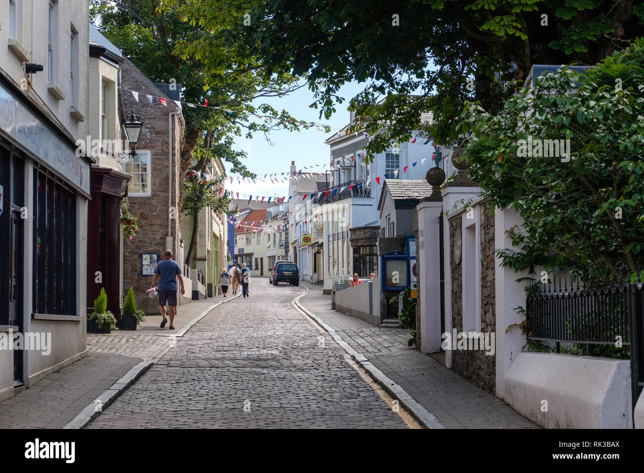 Alderney High Street Stockfoto