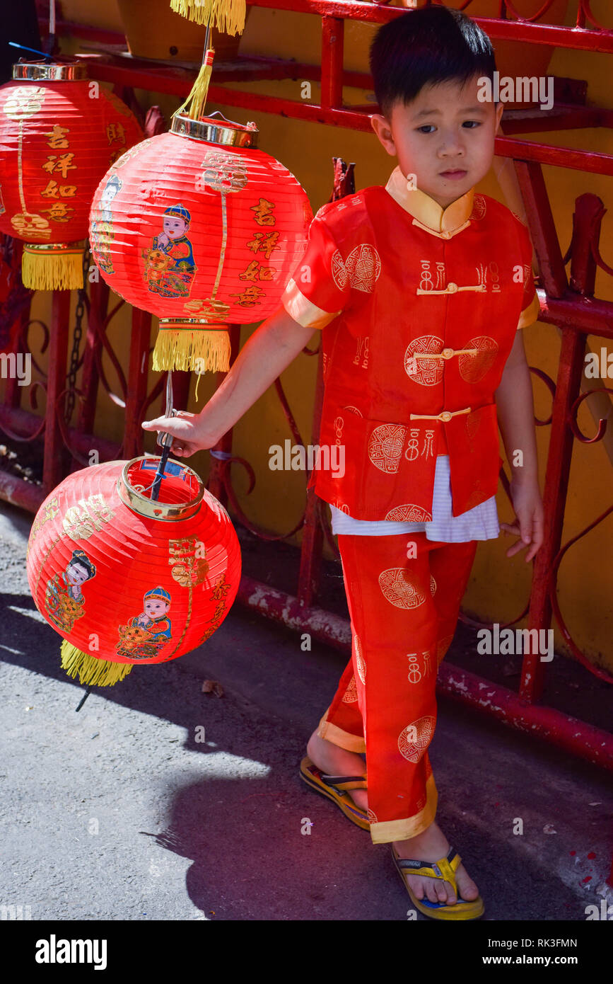 Guan Yu Schrein, Warorot, Chiang Mai Stockfoto