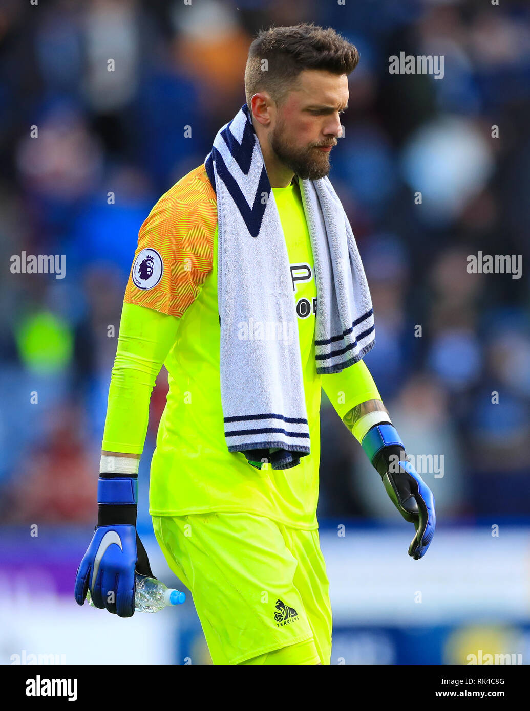 Huddersfield Town Torwart Ben Hamer zeigt seine Niedergeschlagenheit während der Premier League Match am John Smith's Stadion, Huddersfield. Stockfoto