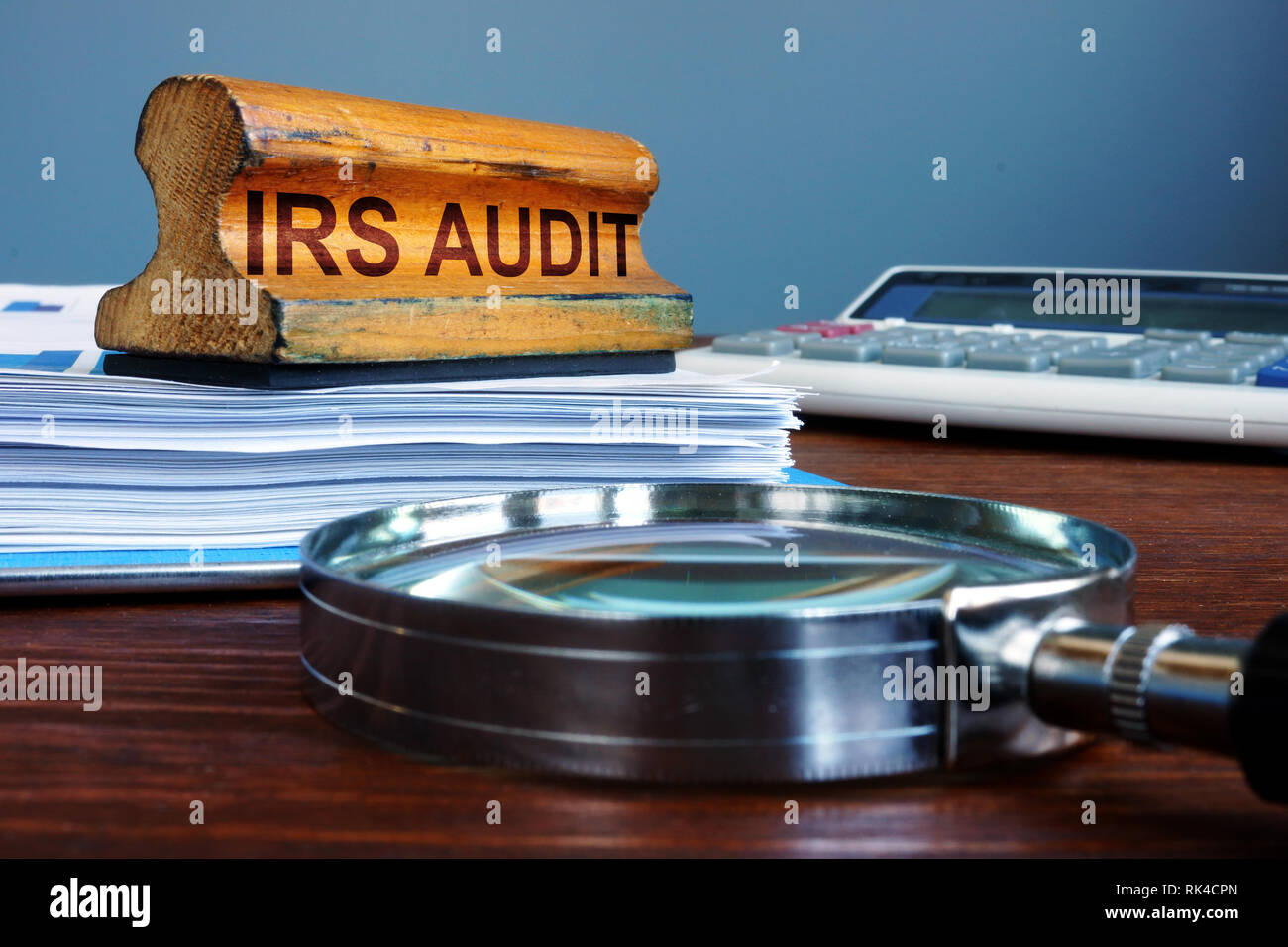 Stempel IRS audit und accounting Dokumente. Stockfoto