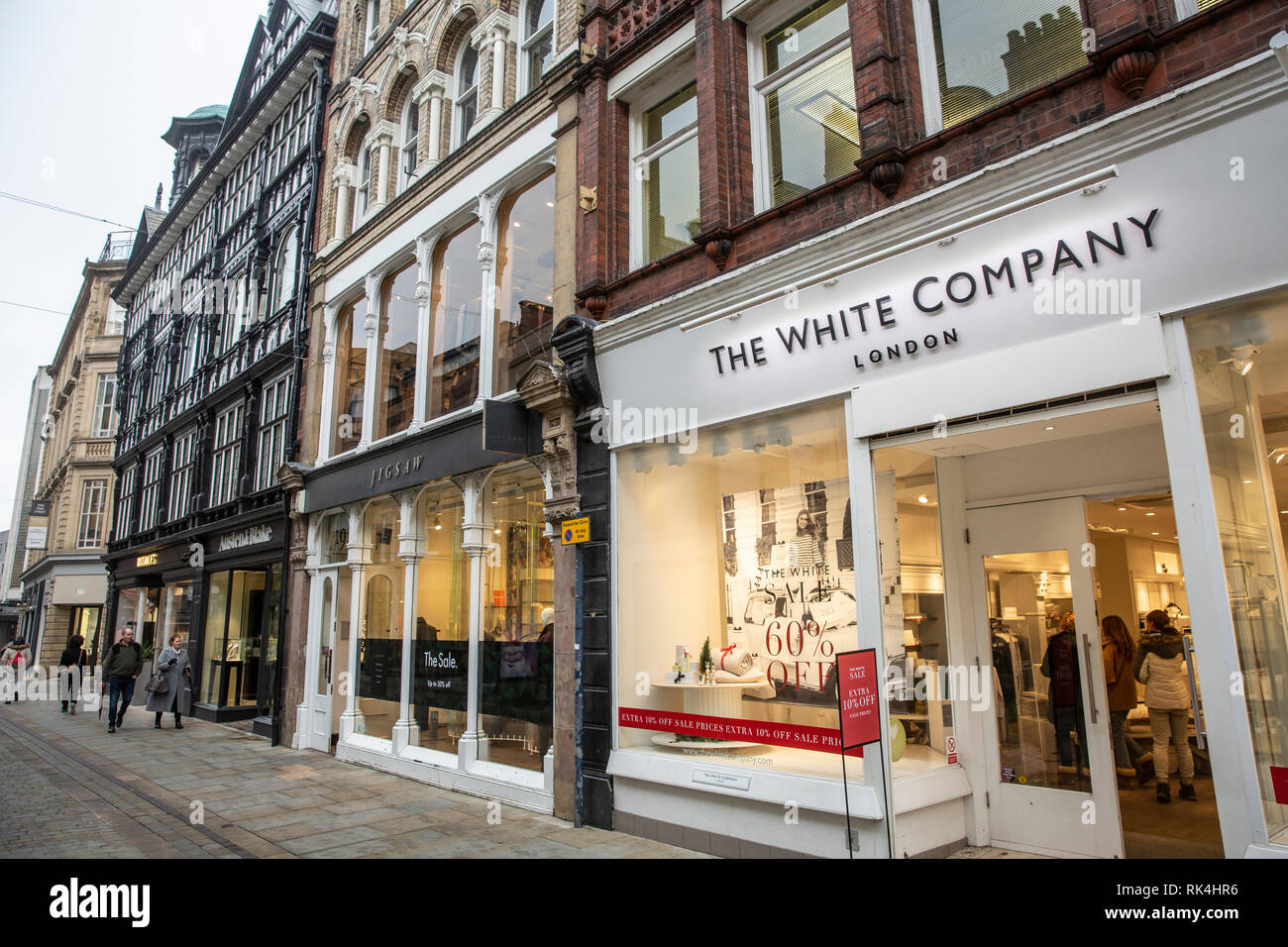 Die White Company of London, hier ein Geschäft in der King Street Manchester City Centre, Manchester, England Stockfoto