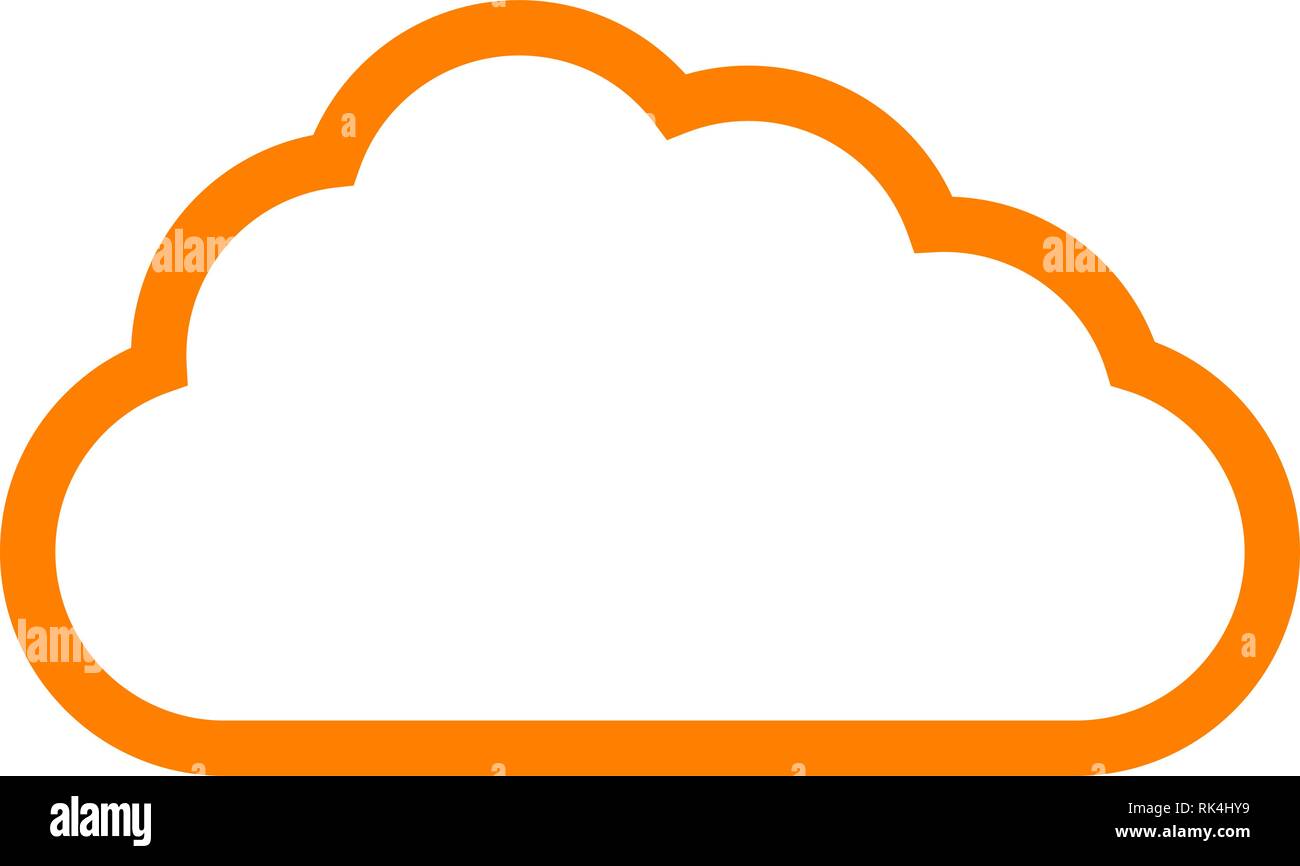 Cloud Symbol - orange einfache Umrisse, isoliert - Vector Illustration Stock Vektor