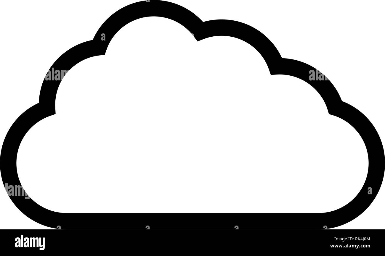 Cloud Symbol - Schwarz einfache Umrisse, isoliert - Vector Illustration Stock Vektor