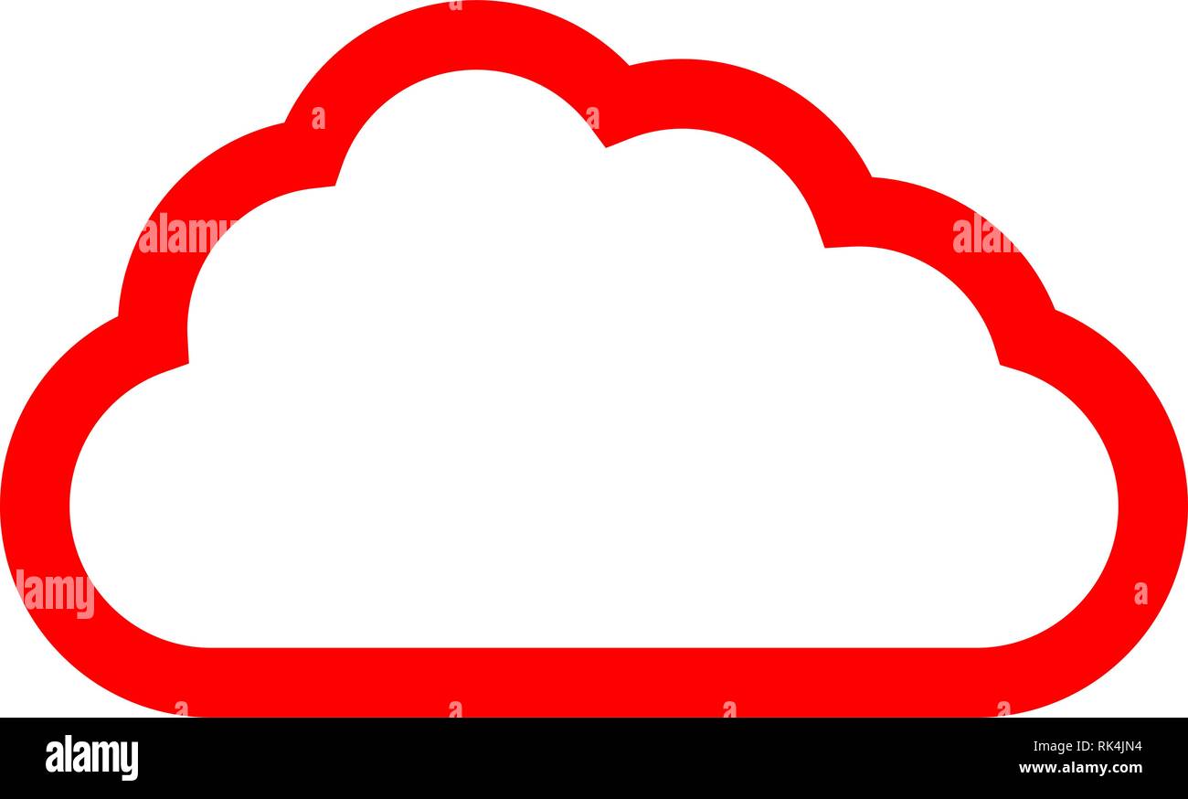 Cloud Symbol - Rot einfache Umrisse, isoliert - Vector Illustration Stock Vektor