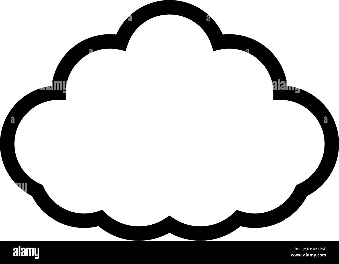 Cloud Symbol - Schwarz einfache Umrisse, isoliert - Vector Illustration Stock Vektor